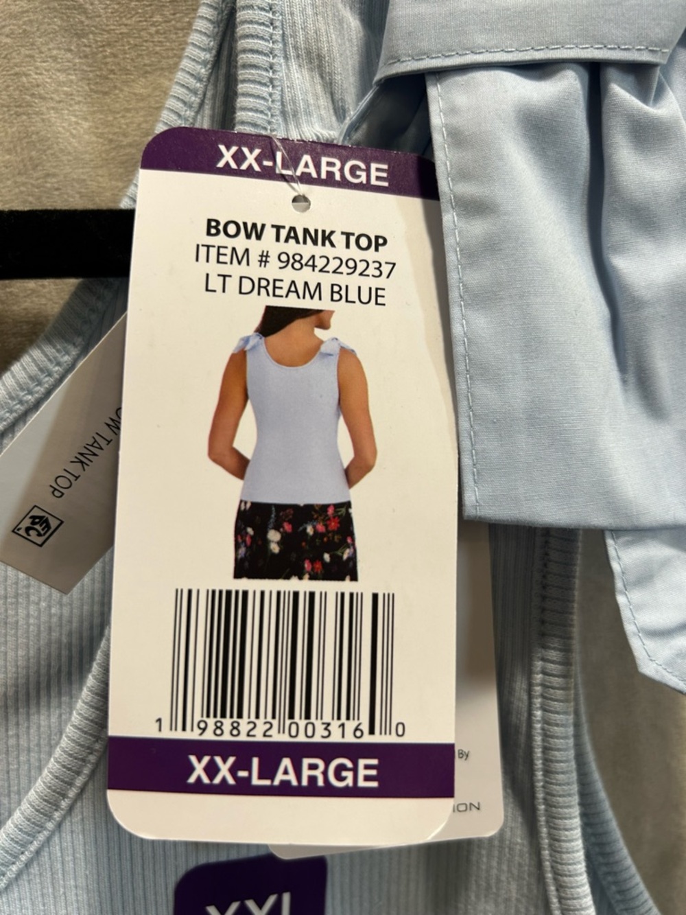 French Connection Light Blue Bow-Shoulder Ribbed Tank - Picture 4 of 4